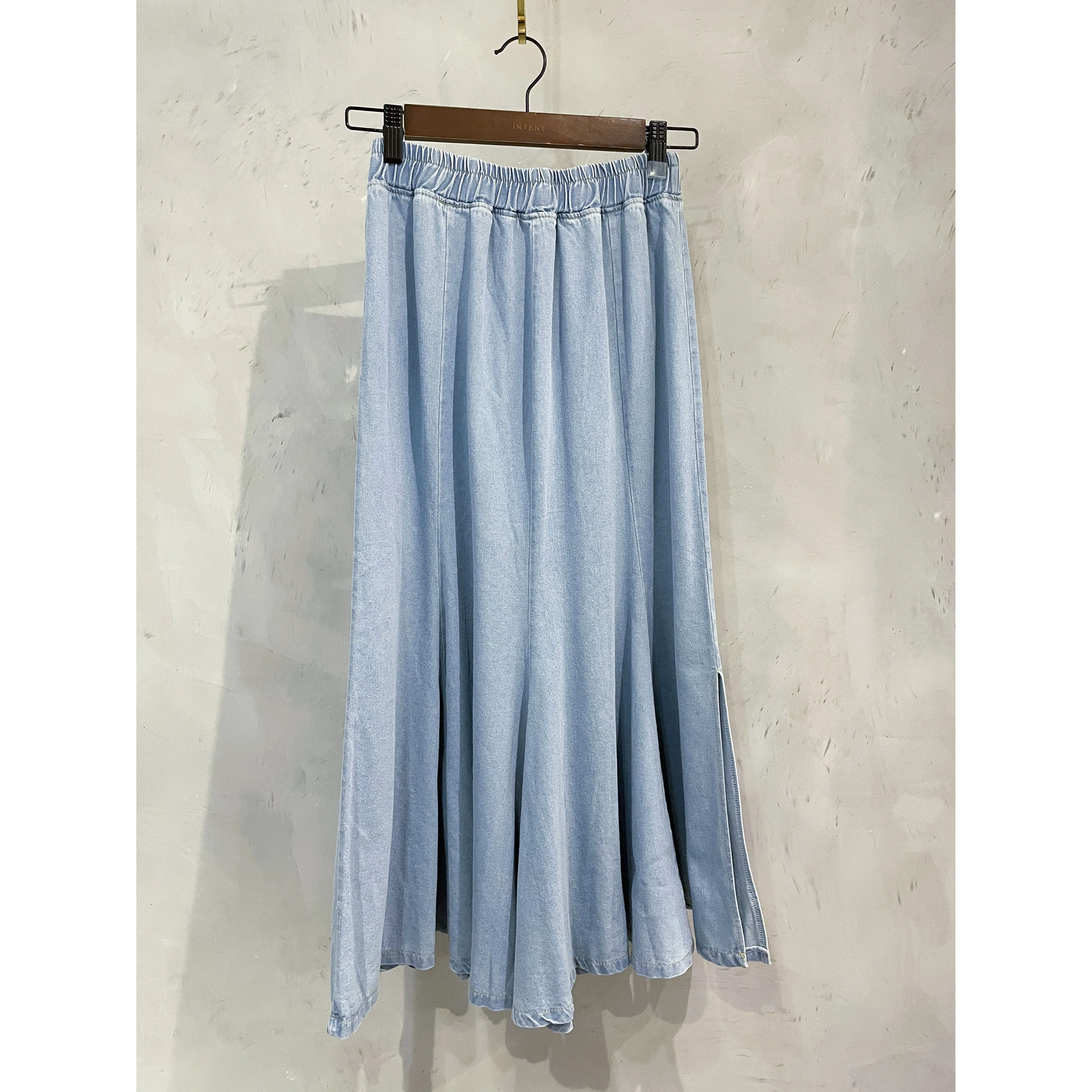 Denim Fishtail 全橡筋腰牛仔色棉質微傘魚尾裙, Skirt/ SK8833