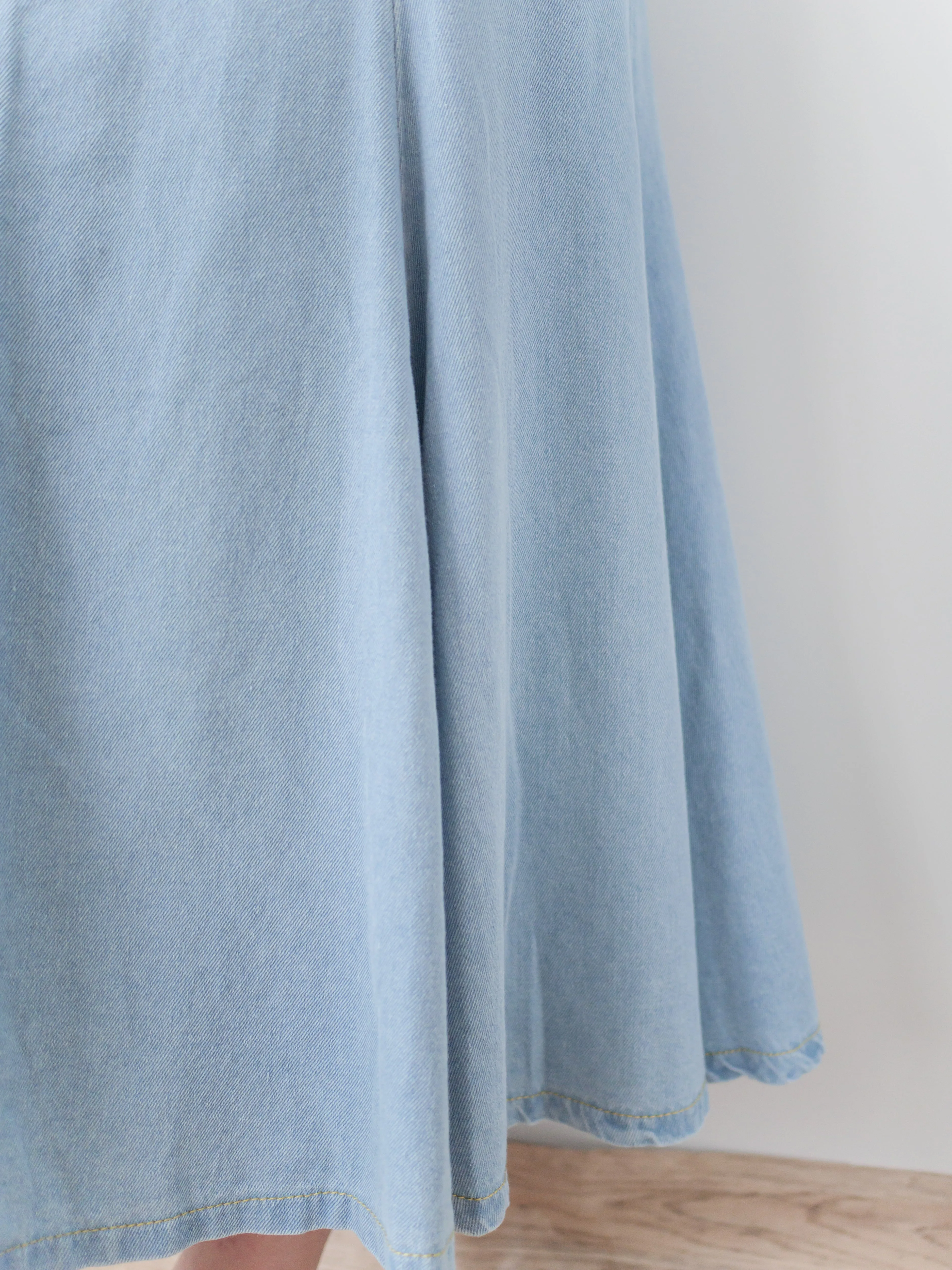 Denim Fishtail 全橡筋腰牛仔色棉質微傘魚尾裙, Skirt/ SK8833