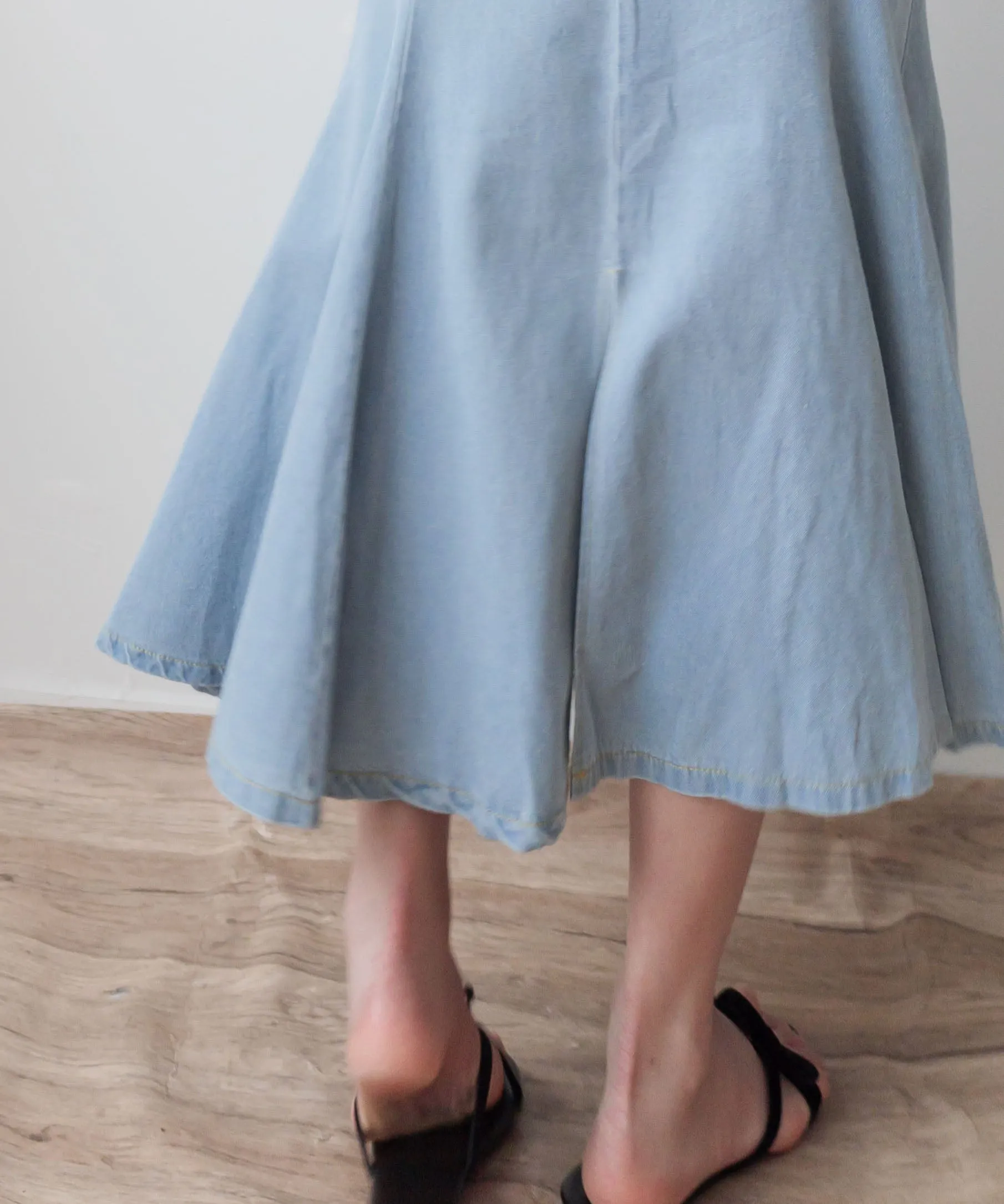 Denim Fishtail 全橡筋腰牛仔色棉質微傘魚尾裙, Skirt/ SK8833