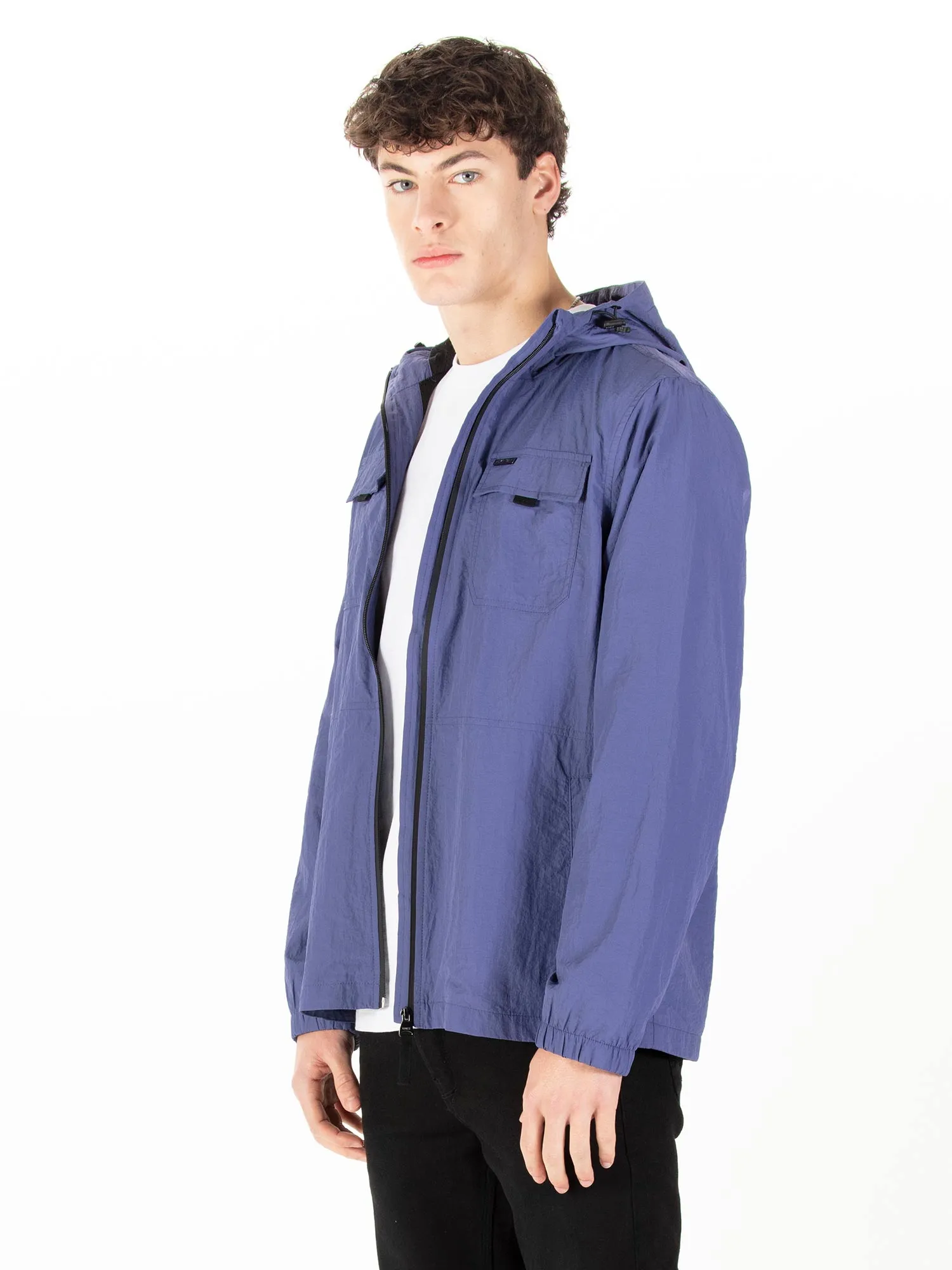 DENVER CRINKLED NYLON HOODED JACKET