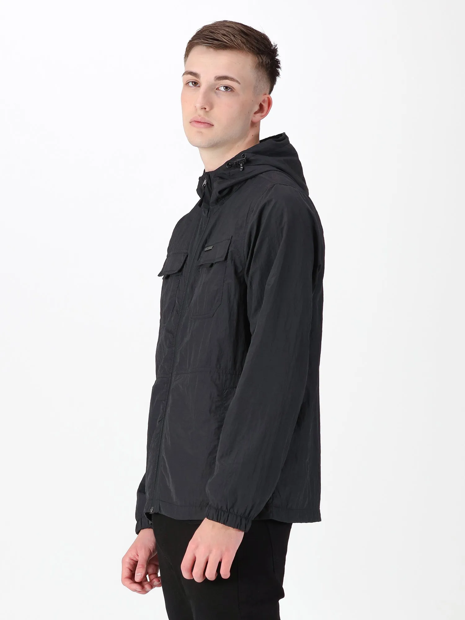 DENVER CRINKLED NYLON HOODED JACKET