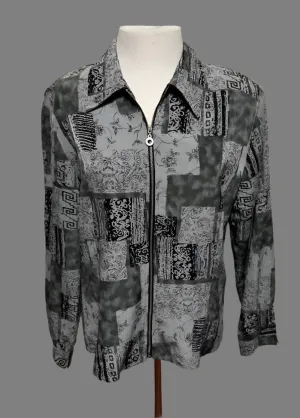 Dressbarn Black & Gray Jacket with Zipper - Size L