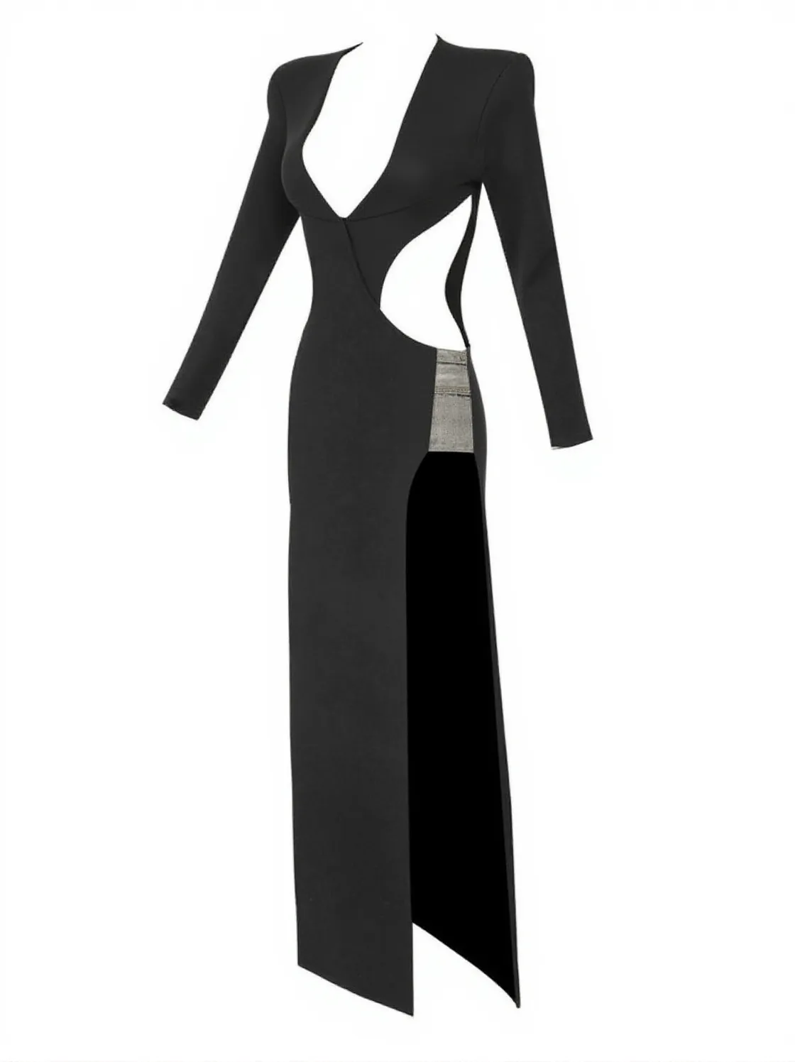 Elettra Cutout Crystal Split Bandage Dress