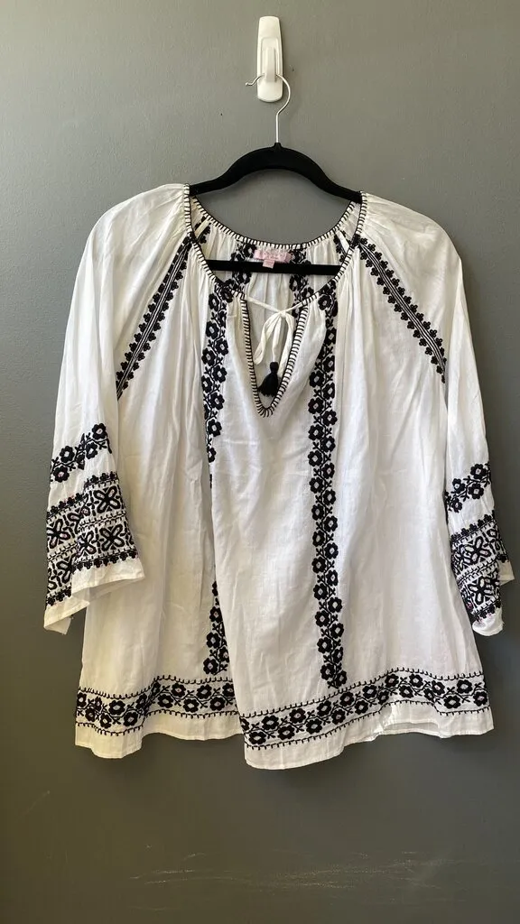 Embroidered Tassel Blouse