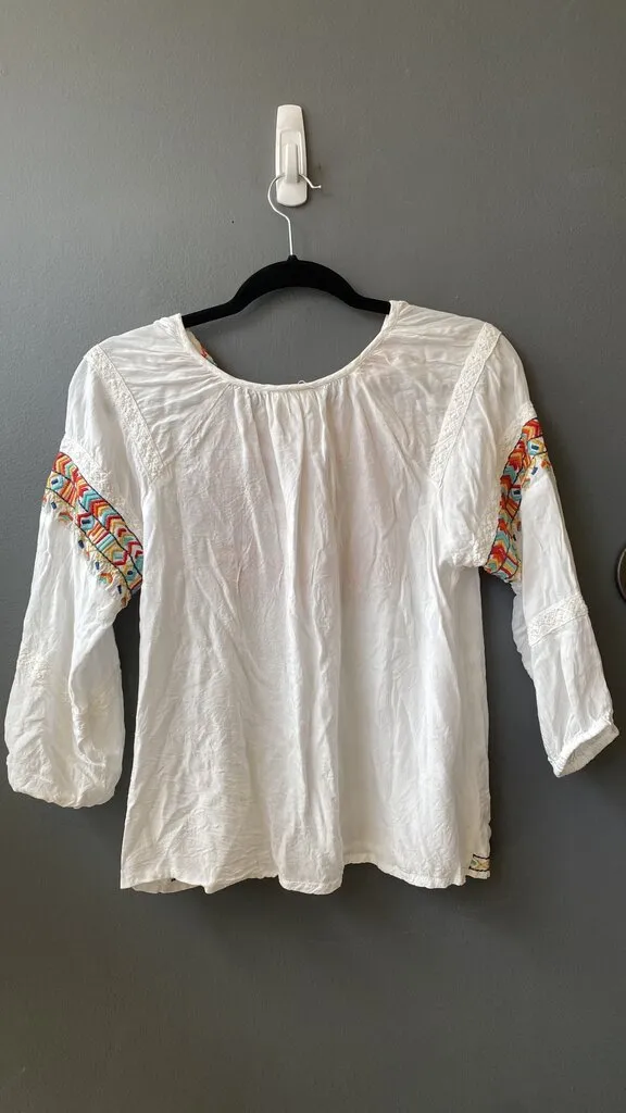 Embroidered Tassel Blouse