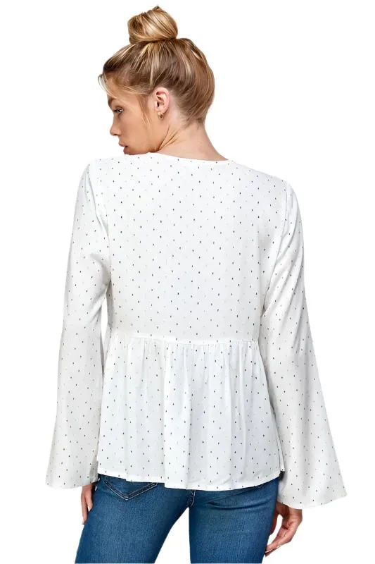 Embroidery Bell Sleeve Top