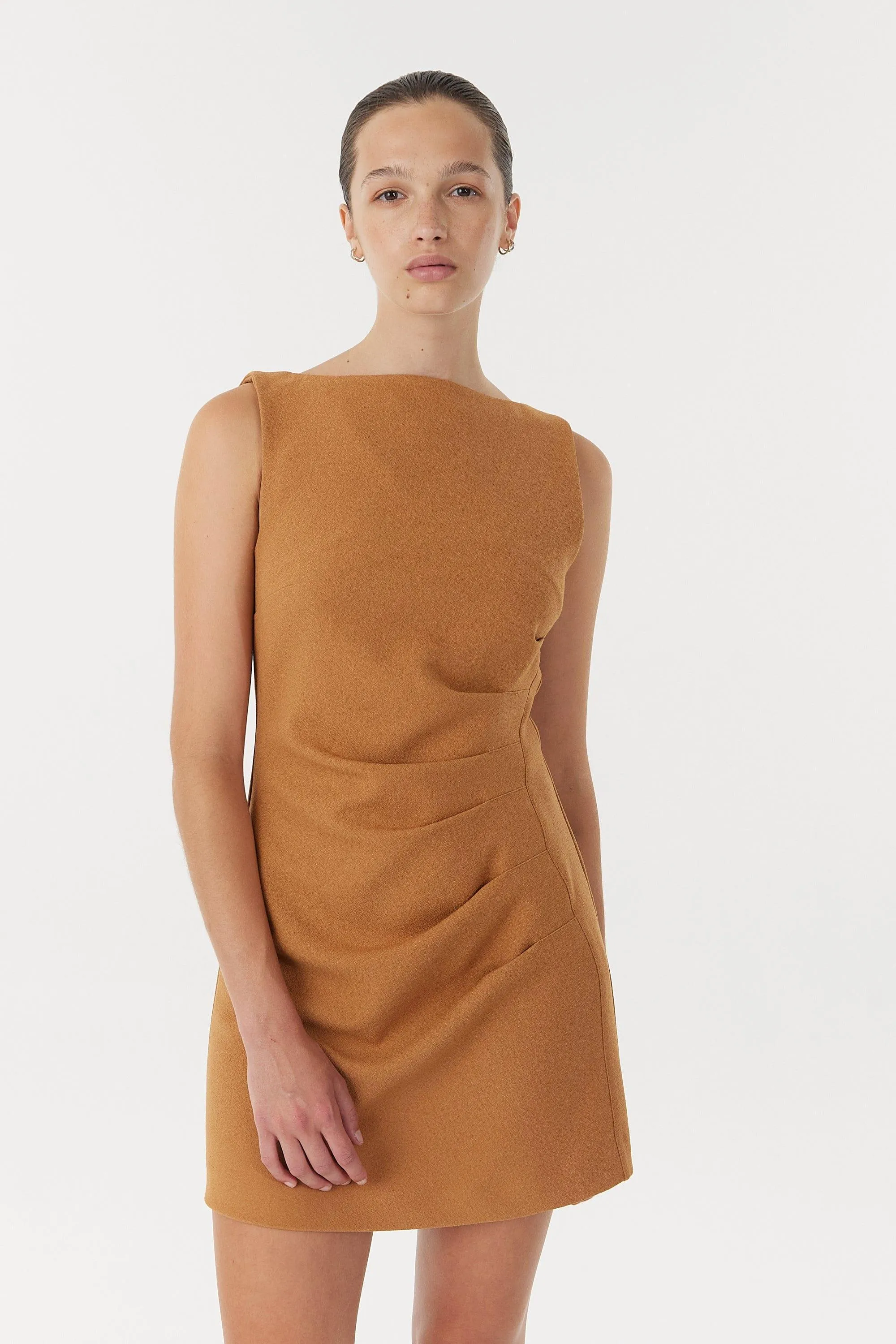 ENIGMA MINI DRESS | CAMEL
