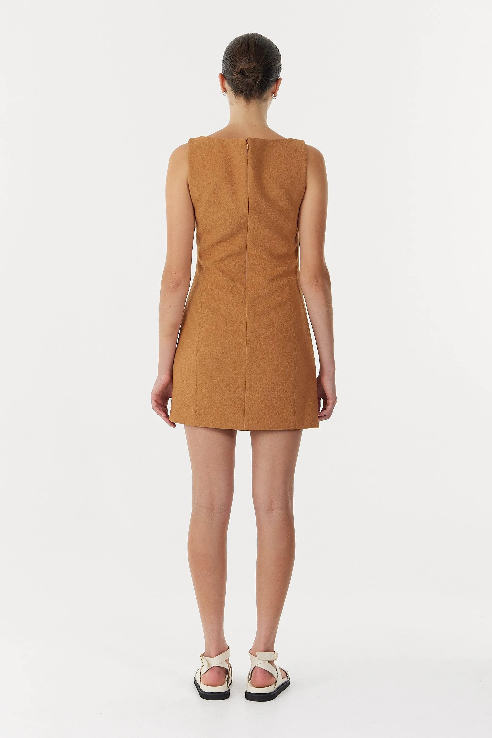 ENIGMA MINI DRESS | CAMEL