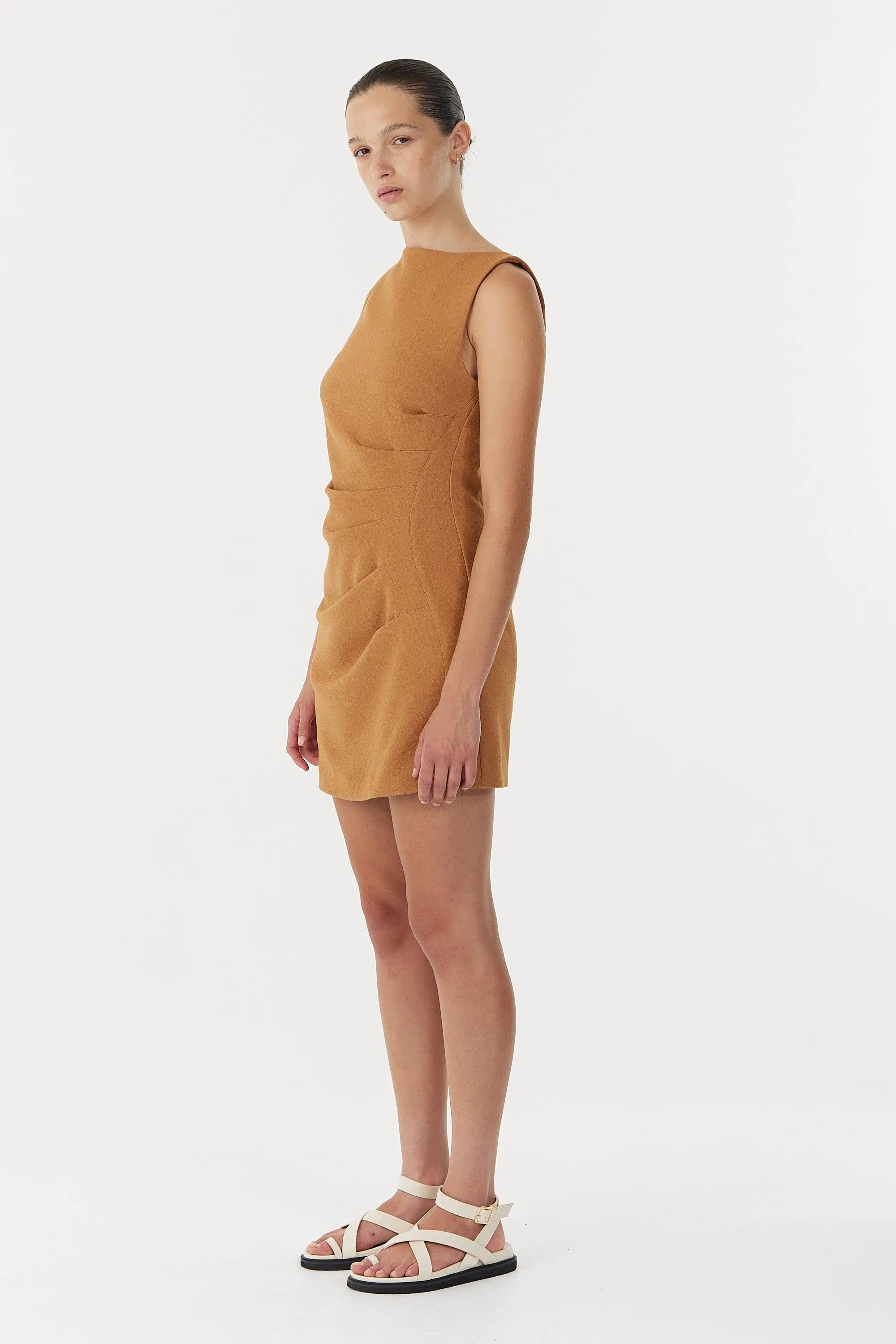 ENIGMA MINI DRESS | CAMEL