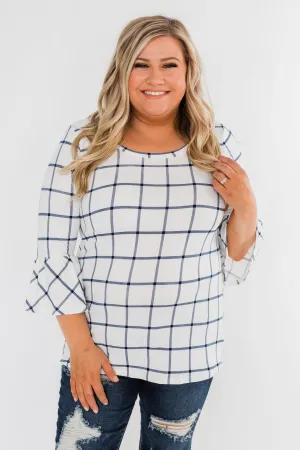 Everything I Need Plaid Top- Ivory & Blue