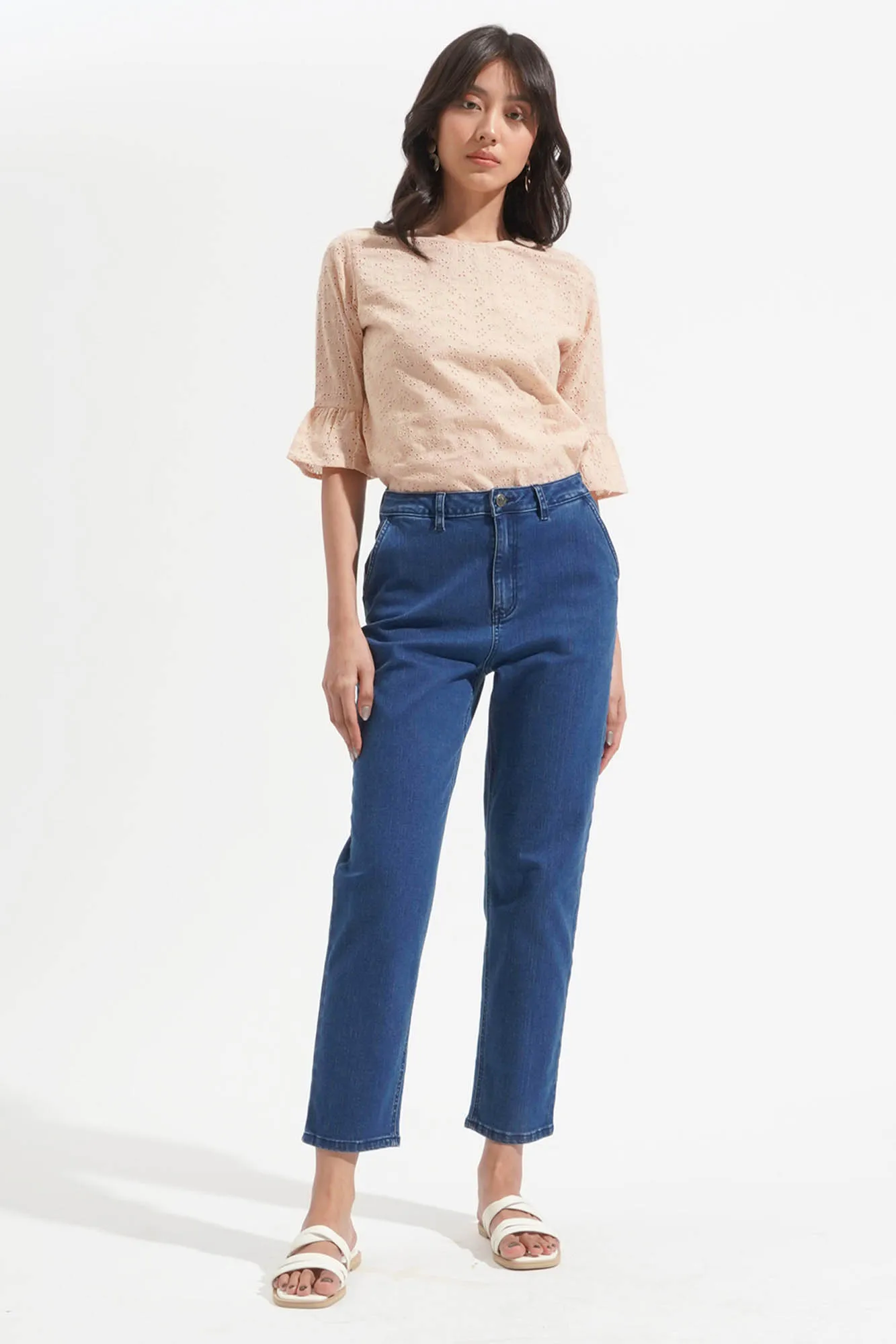 Eyelet Bell Sleeve Top