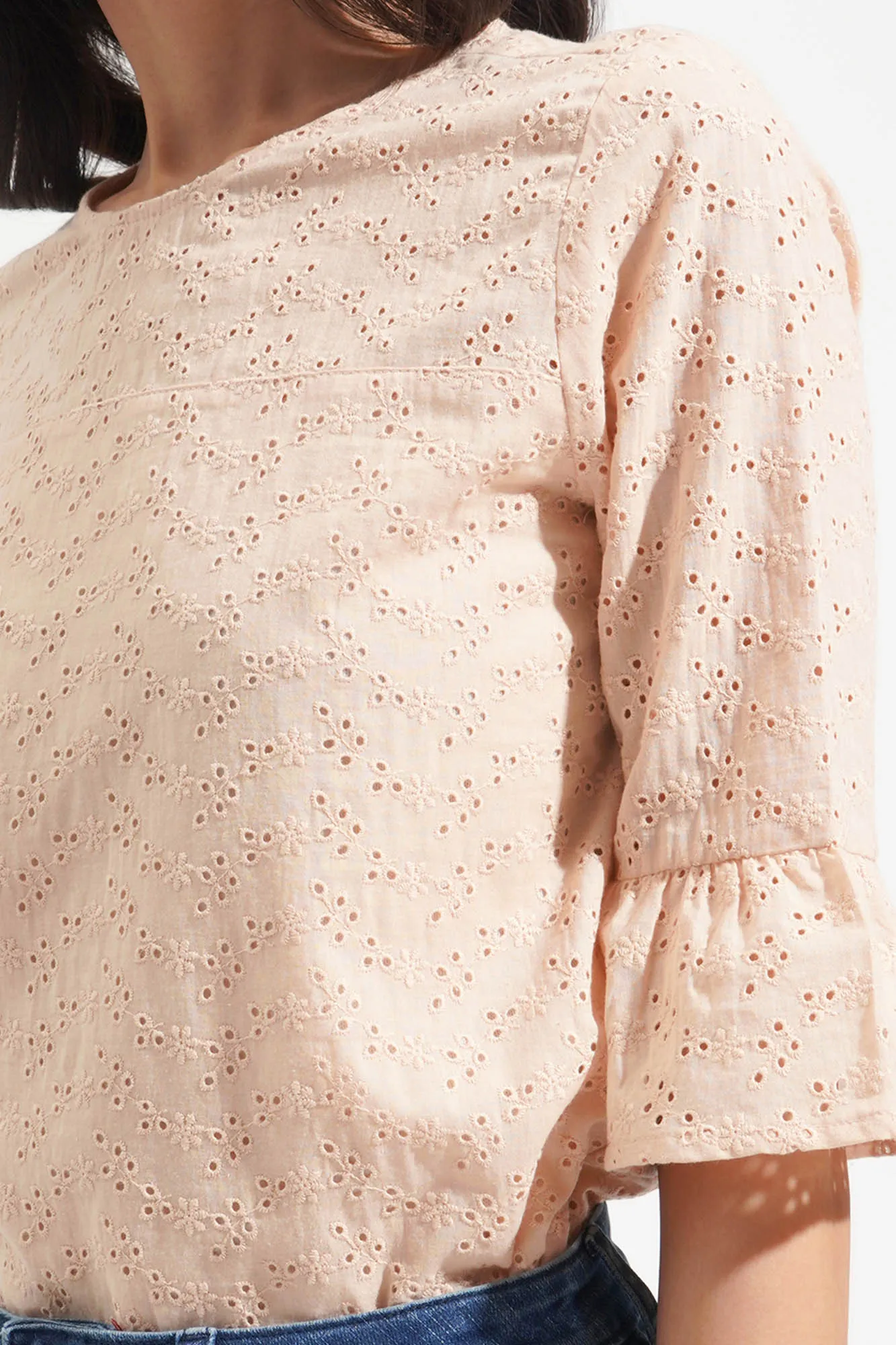 Eyelet Bell Sleeve Top