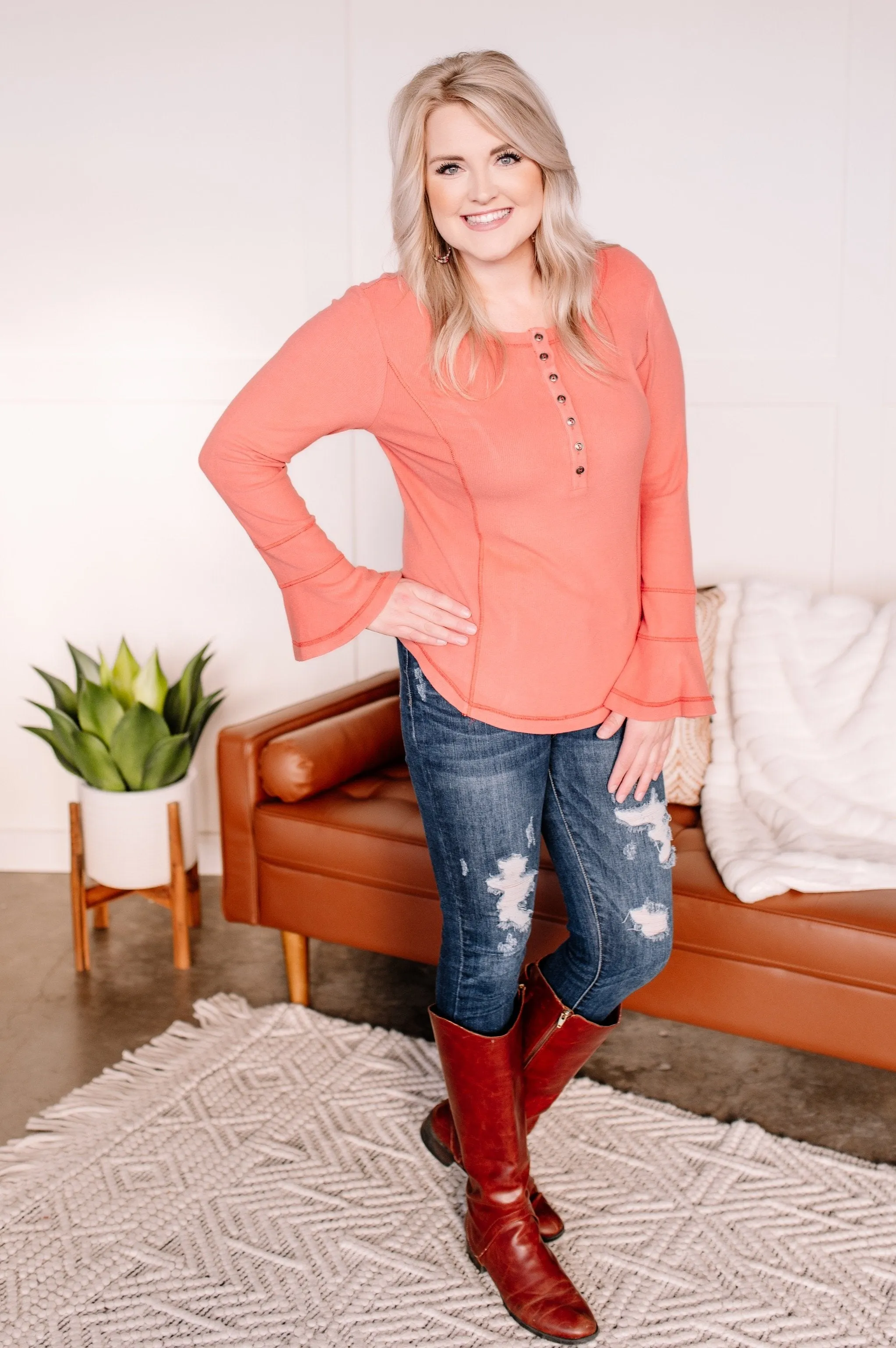 Falling Into Place Cashmere Top In Cabbage Rose