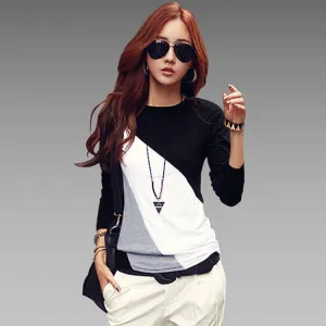 Fashion Cotton Blouse Women Shirts Blouses Casual O Neck Long Sleeve Cotton Tops 2 Styles
