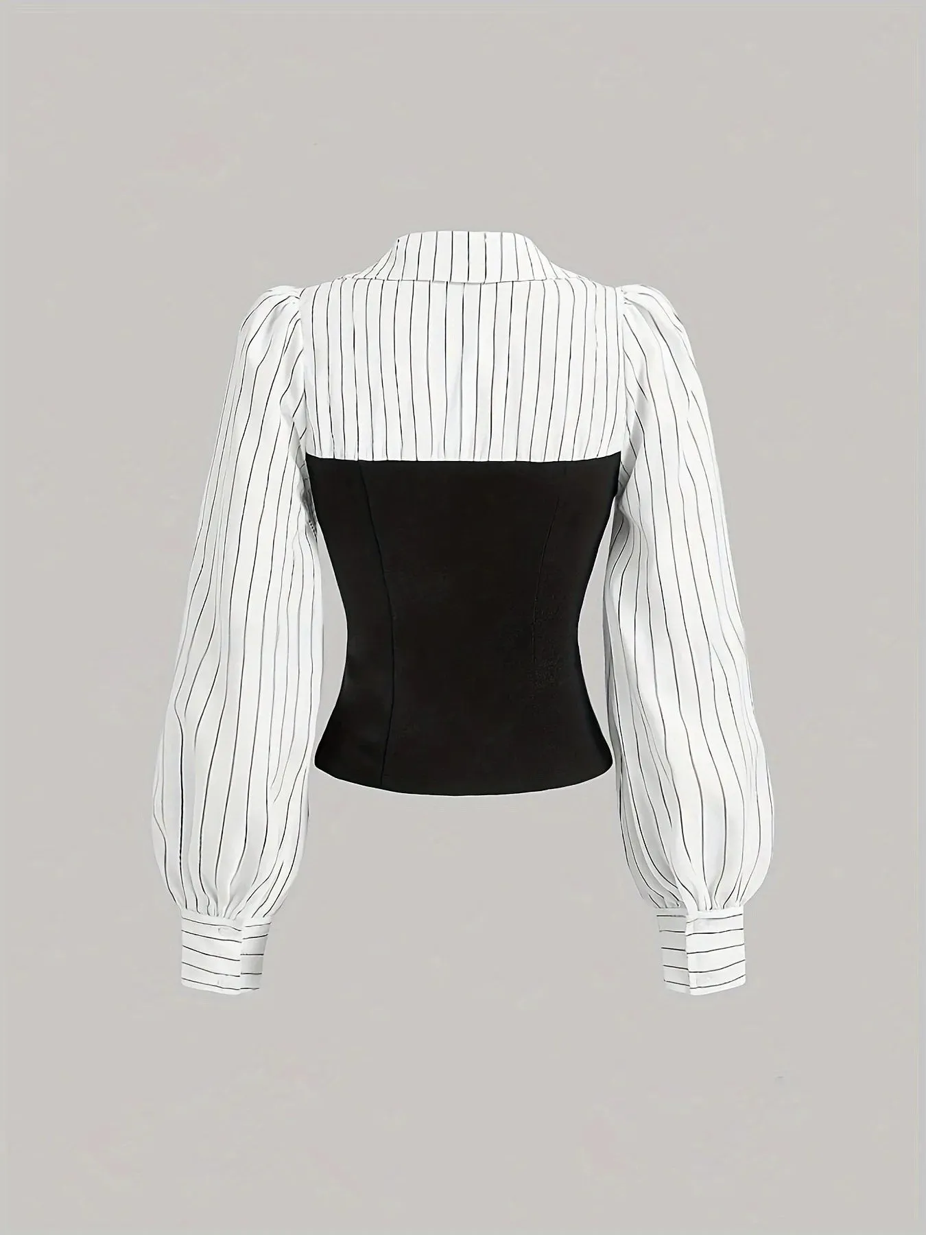 fashion Elegant Striped Print Patchwork Shirts Women Skinny Button Up Turn-down Collar Blouses Chic Casual Ladies Tops