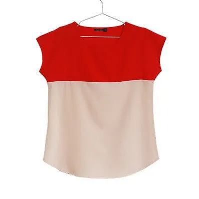 Fashion Women Clothing Plus Size Women Blouses Patchwork Short Sleeve Chiffon Woman Blouse Tops Shirt