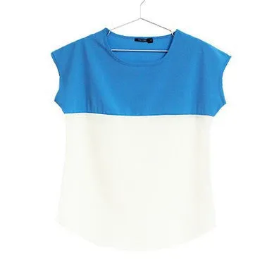 Fashion Women Clothing Plus Size Women Blouses Patchwork Short Sleeve Chiffon Woman Blouse Tops Shirt