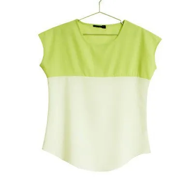 Fashion Women Clothing Plus Size Women Blouses Patchwork Short Sleeve Chiffon Woman Blouse Tops Shirt