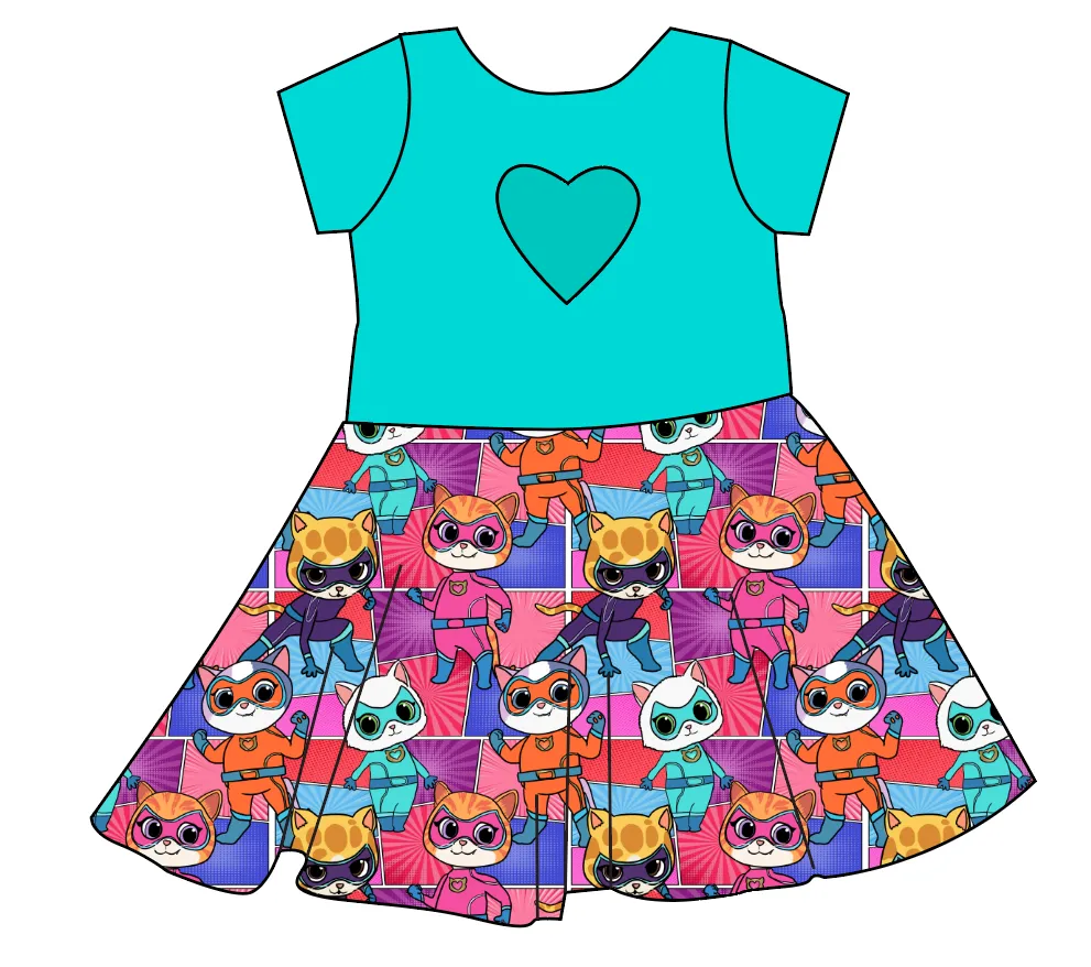Fearless Felines Molly Heart Back Twirly Dress