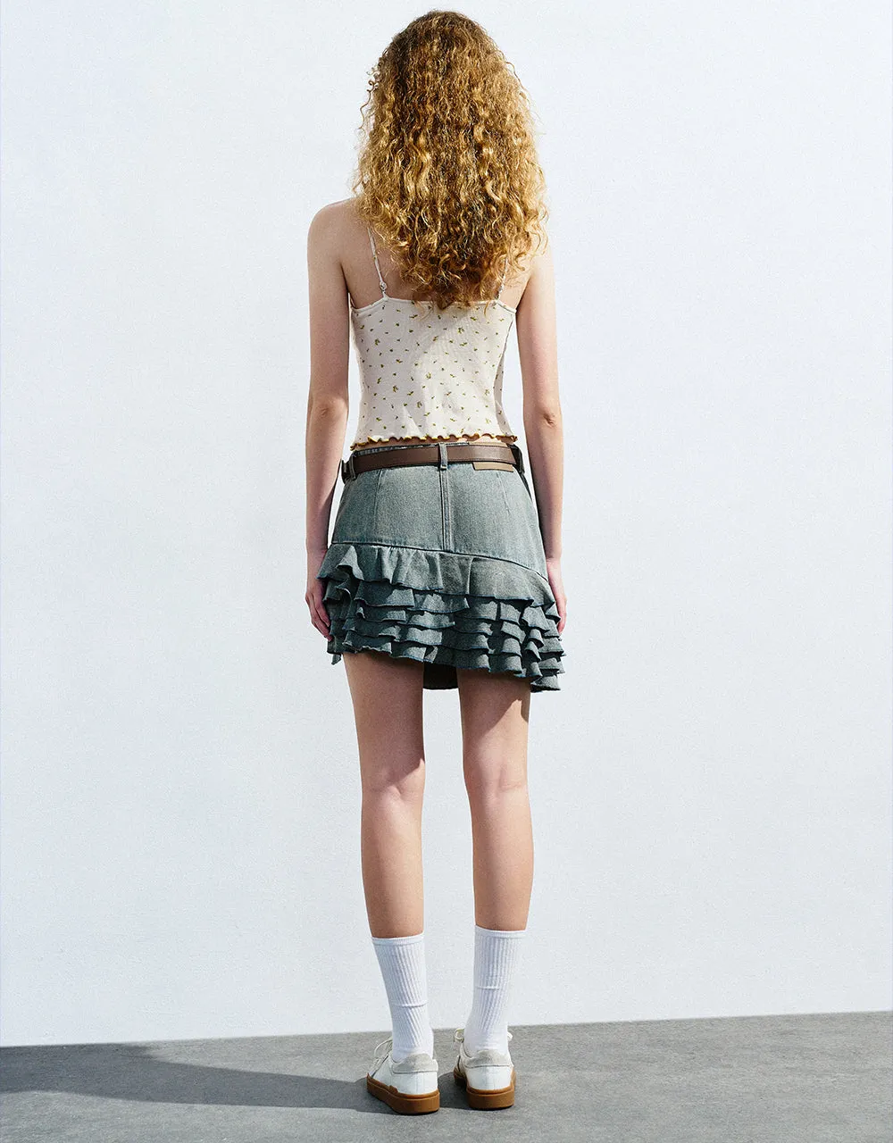 Fishtail Mini Denim Skirt