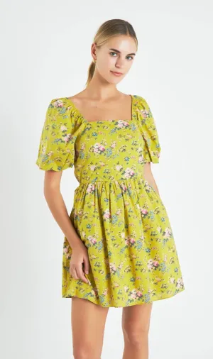 Floral Cutout Mini Dress