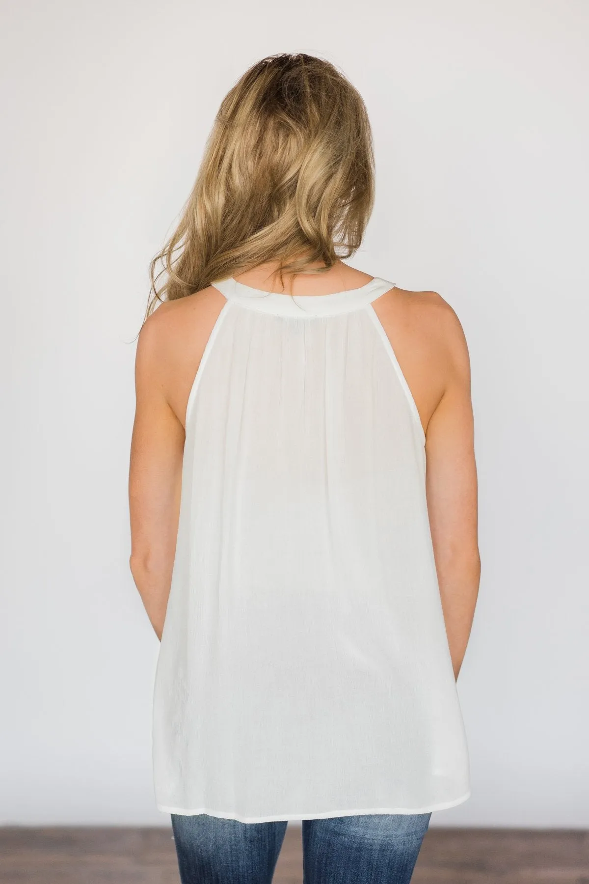 Floral My Heart Tank Top ~ Ivory