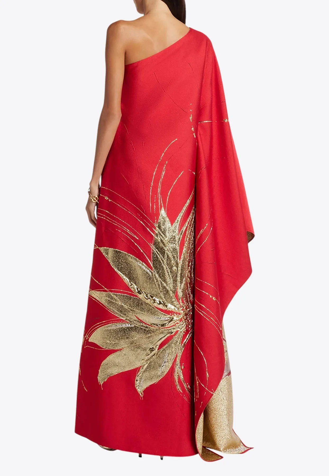 Floral Print One-Shoulder Maxi Dress