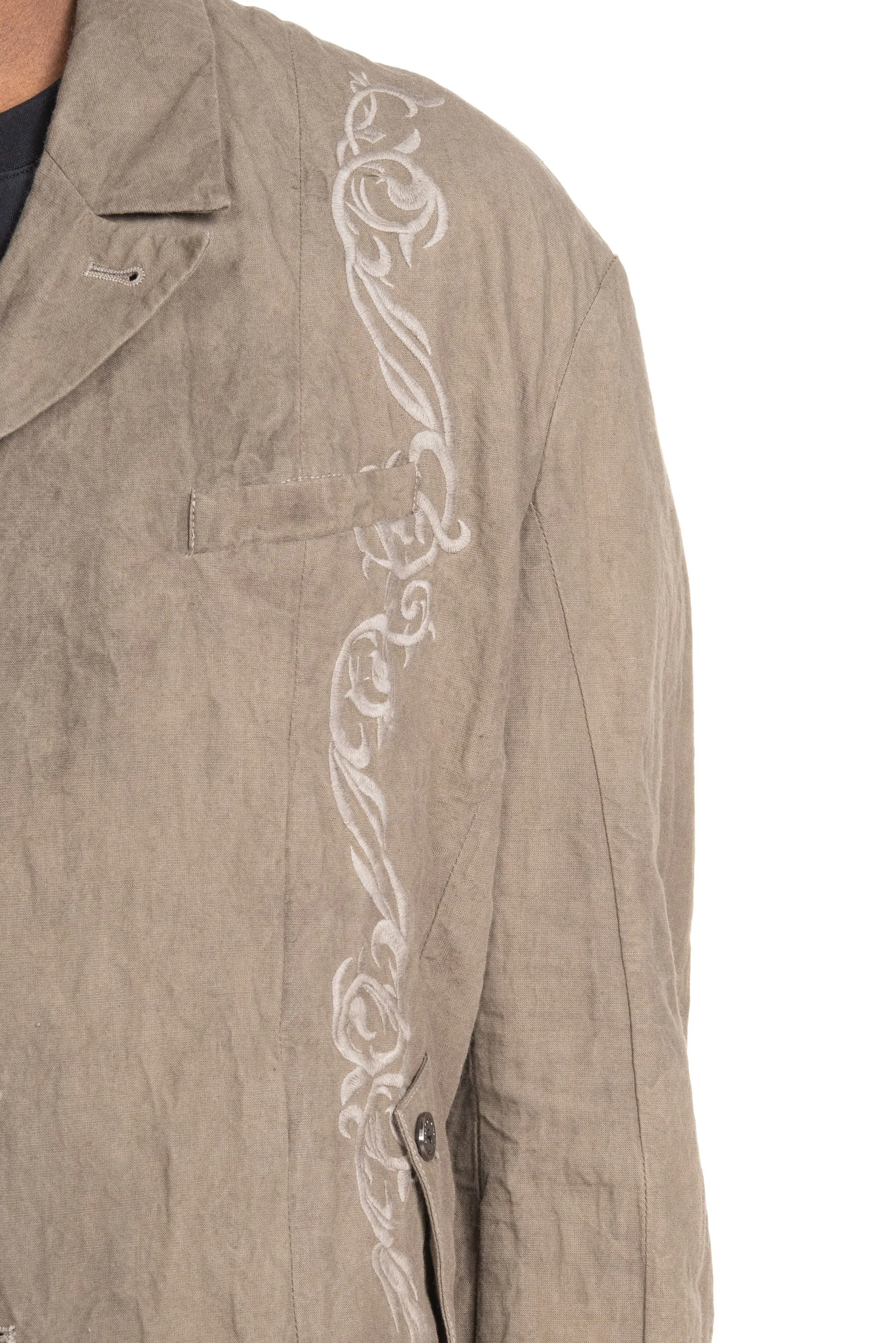 FM Embroidered Blazer Crinkle Dyed Grey
