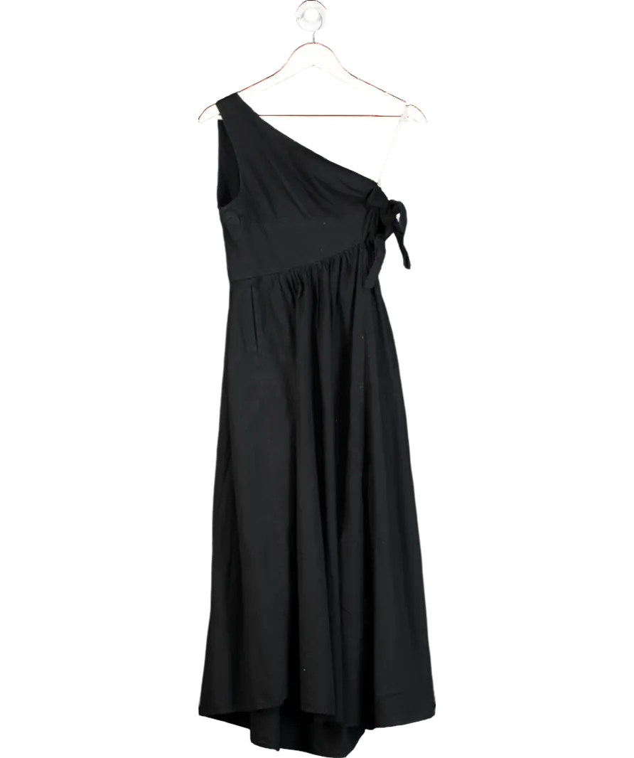Free People Black Cotton Asymmetric Open Sided Dress UK XS
