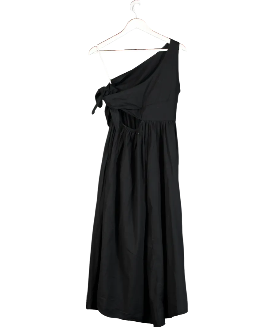 Free People Black Cotton Asymmetric Open Sided Dress UK XS