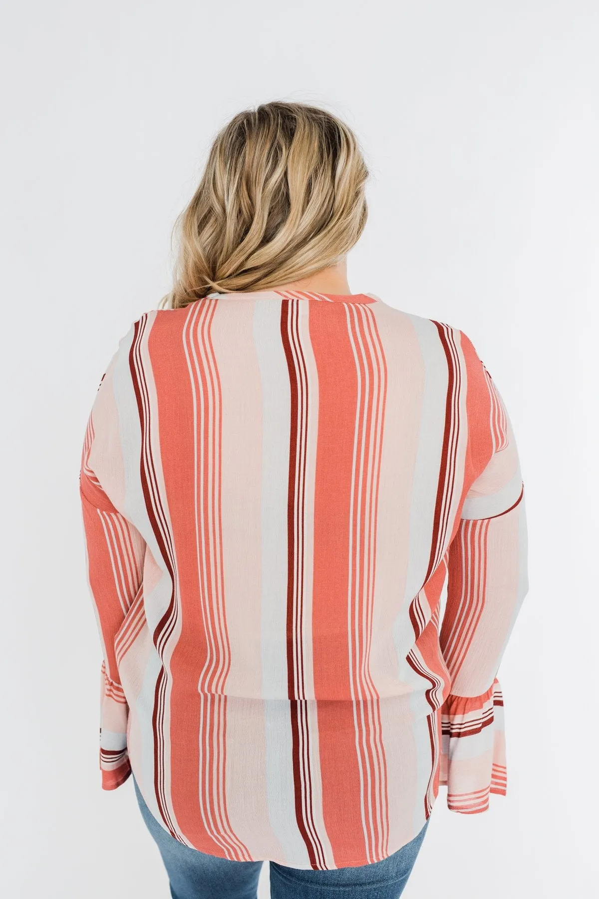 Free Spirit Striped Blouse- Peach Tones