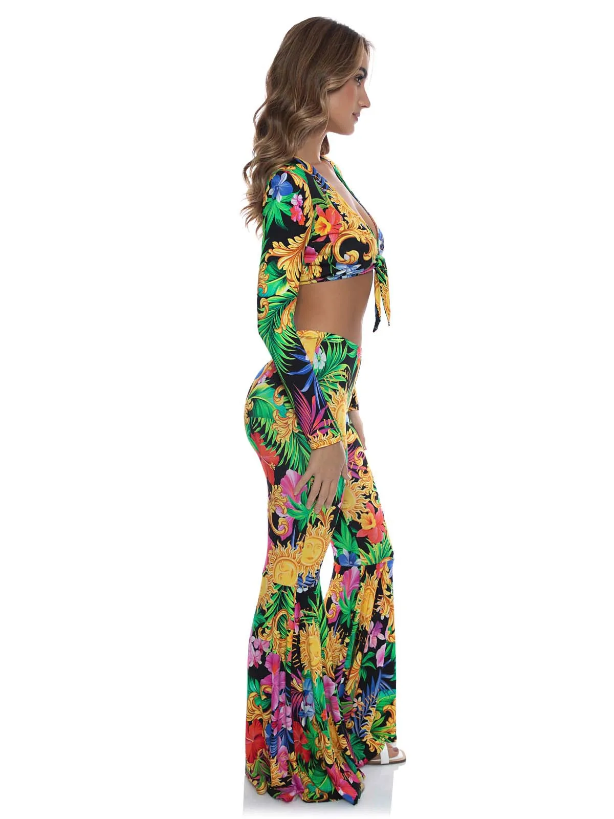 Front Knot Crop-Bell Pants