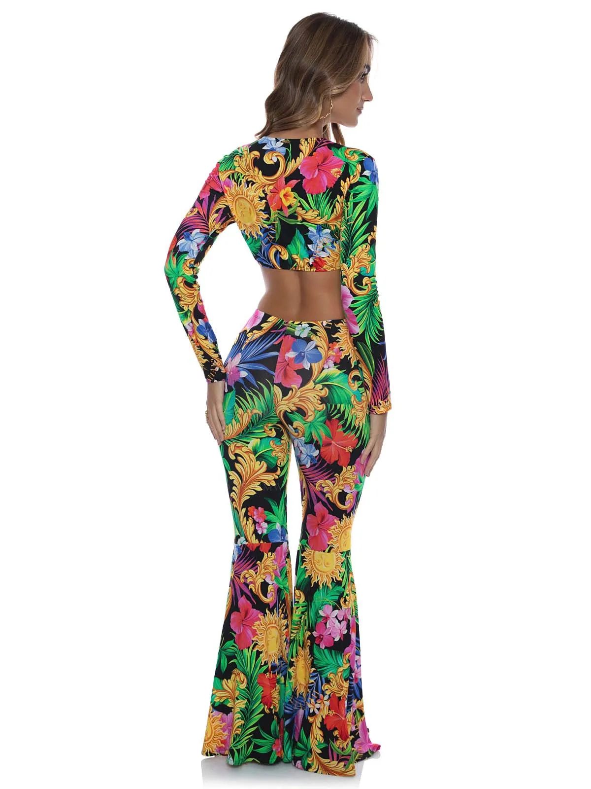 Front Knot Crop-Bell Pants