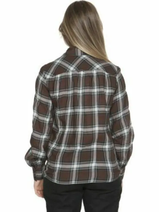 GANT Women's Dark Brown NY Tartan Bell Sleeve Shirt 432873 Size 4