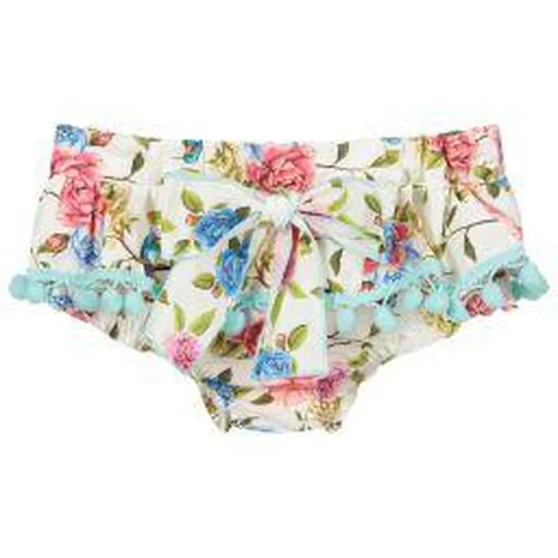 Girls Ivory Floral Top & Bloomers