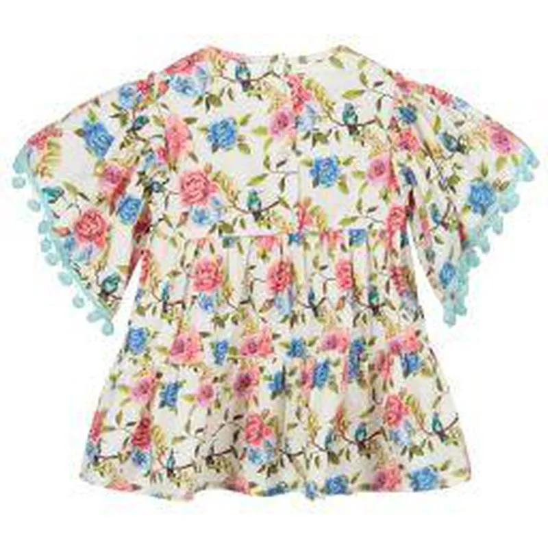 Girls Ivory Floral Top & Bloomers