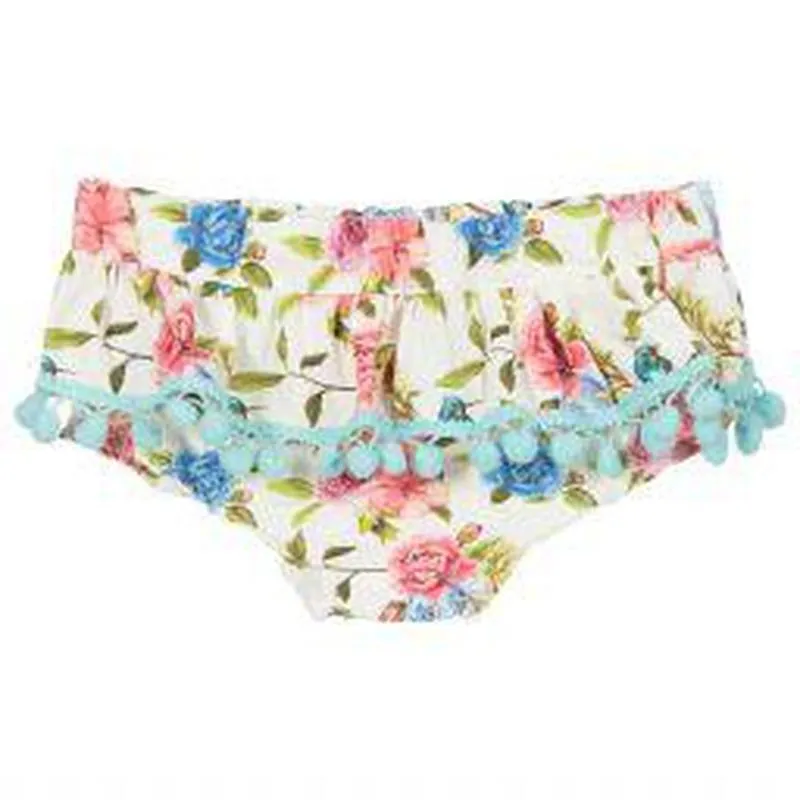 Girls Ivory Floral Top & Bloomers