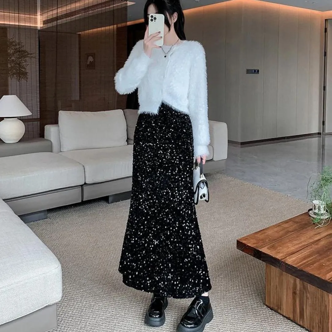 Glamorous maxi skirt with sequin embellishment