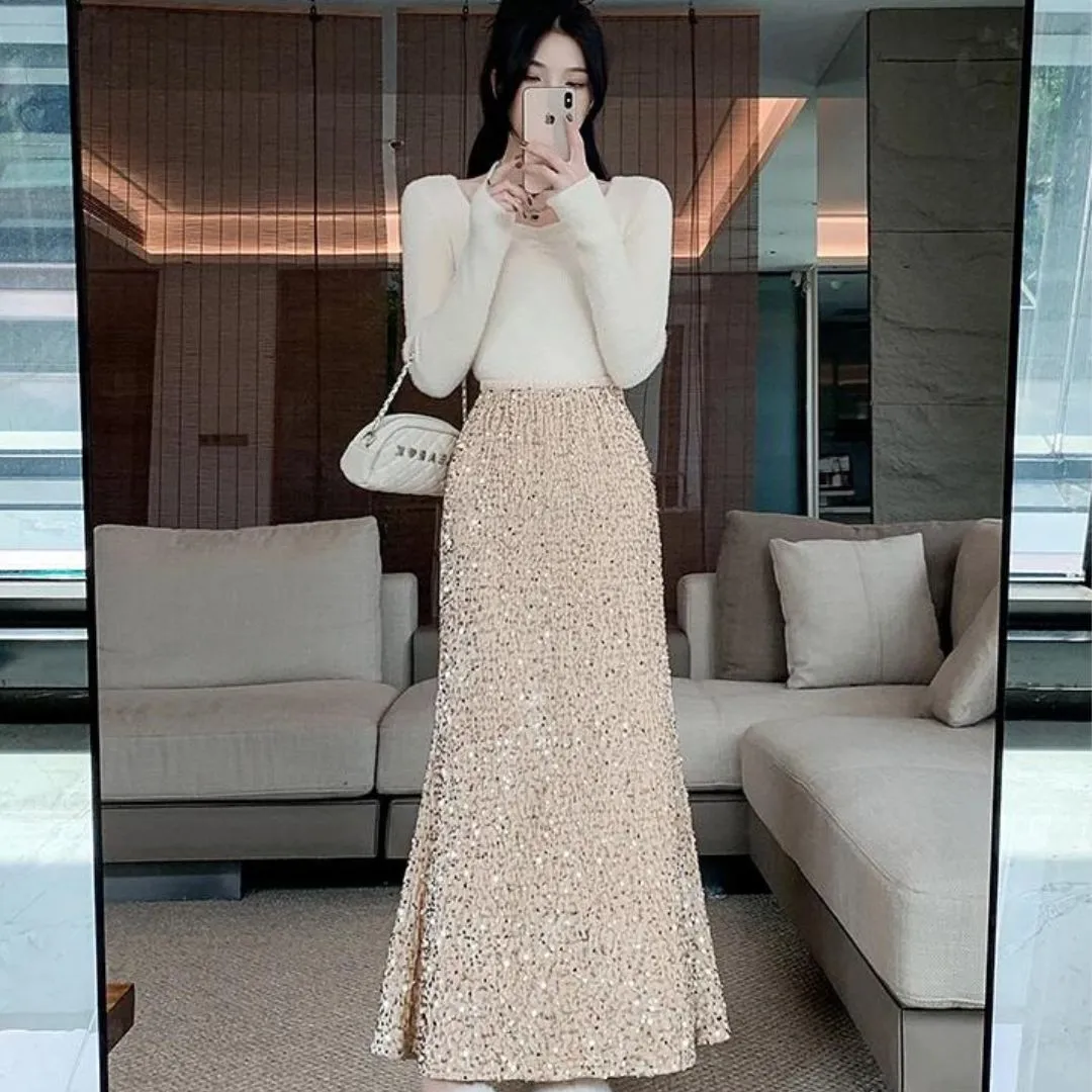 Glamorous maxi skirt with sequin embellishment