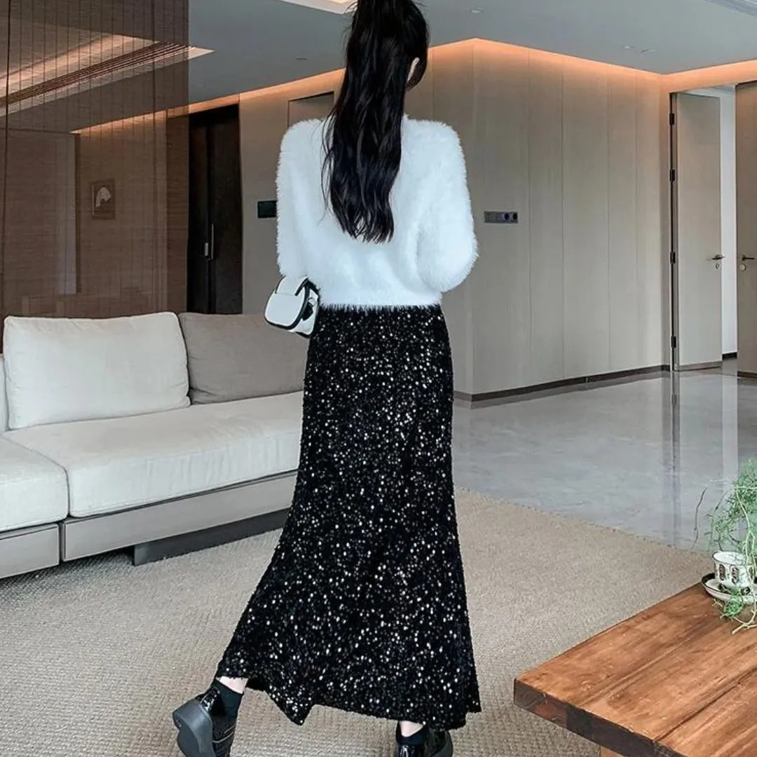 Glamorous maxi skirt with sequin embellishment