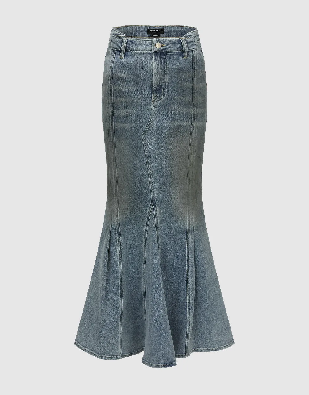 Gradient Denim Fishtail Skirt