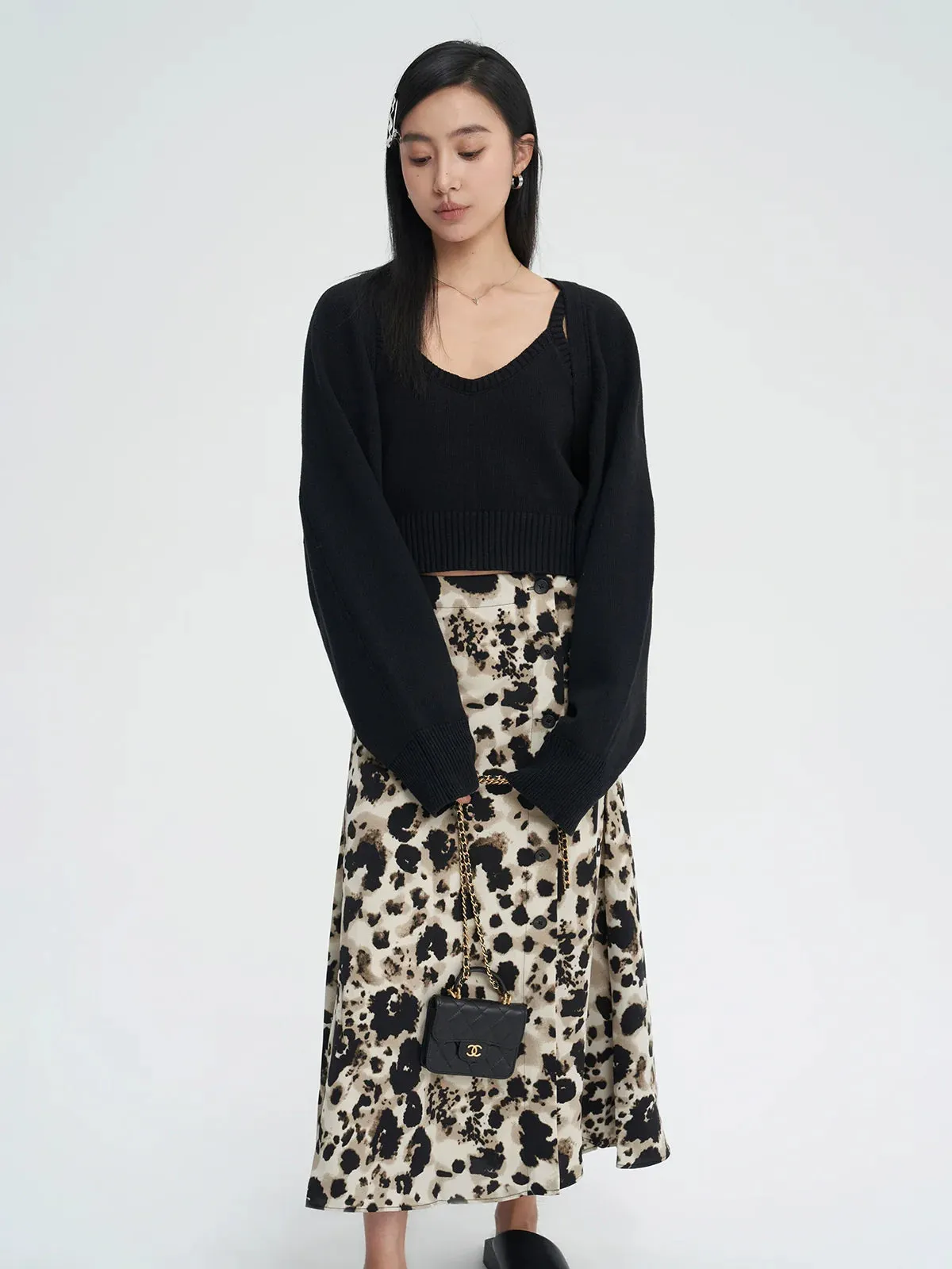 Gradient Floral Fishtail Skirt