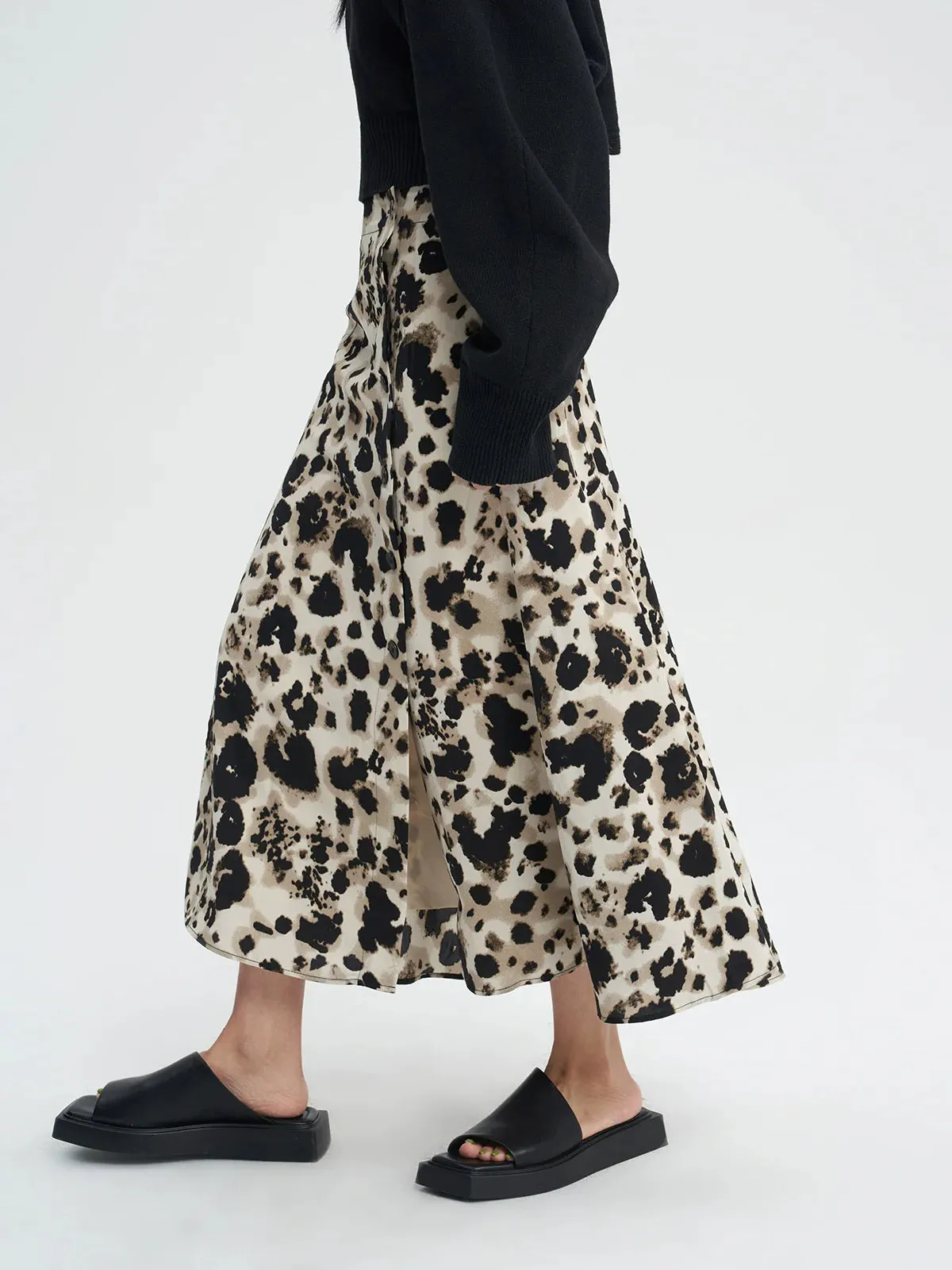 Gradient Floral Fishtail Skirt