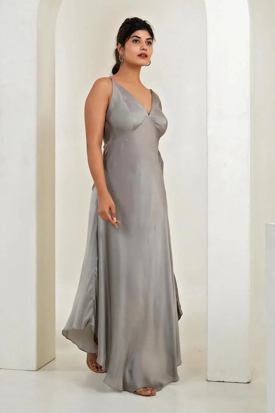 Grey Backless Dress