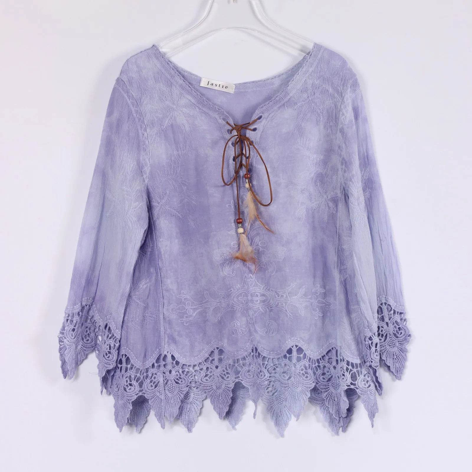 Gypsy Feather Duster Tops Hippie Boho People Style With Retro Embroidery Fishtail Lace Patch Design Tops Tee t shirt women