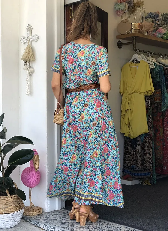 Gypsy Flower Top - Turquoise