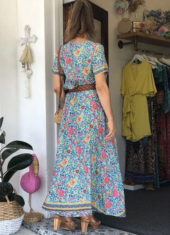 Gypsy Flower Top - Turquoise