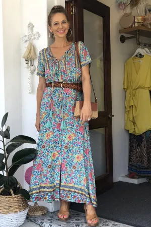 Gypsy Flower Top - Turquoise
