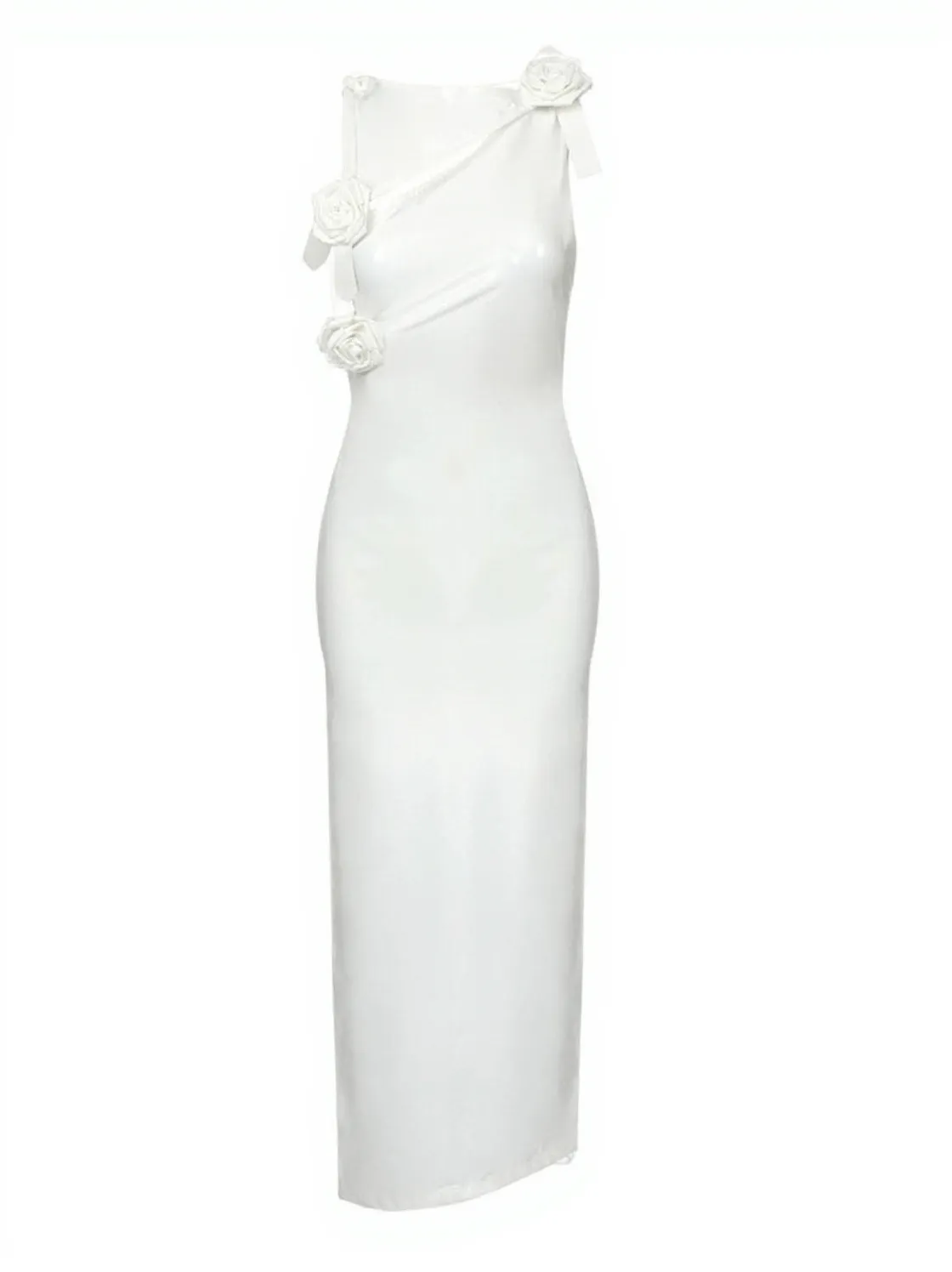 Hecate Cutout Latex Split Maxi Dress In White
