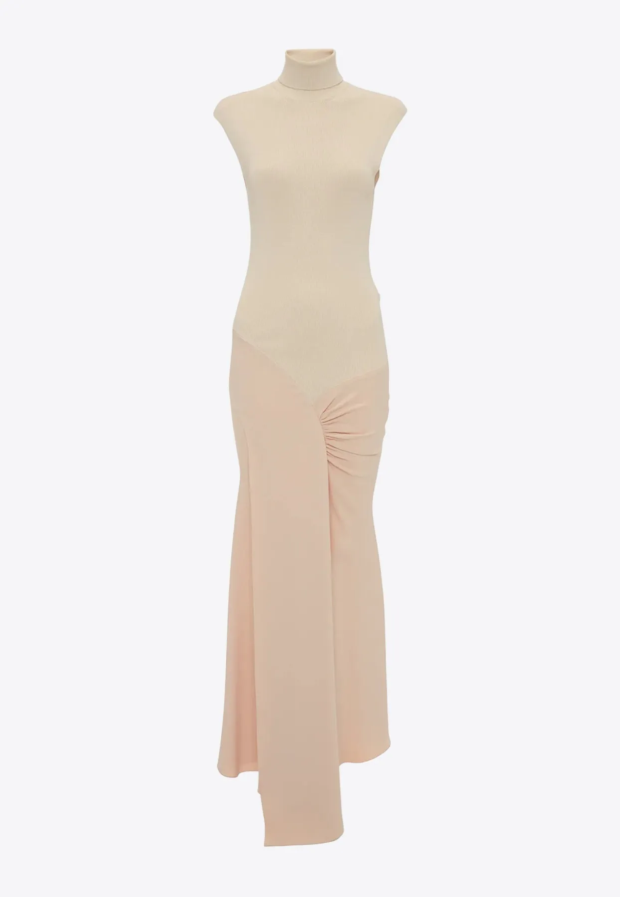 High-Neck Viscose Midi Dress